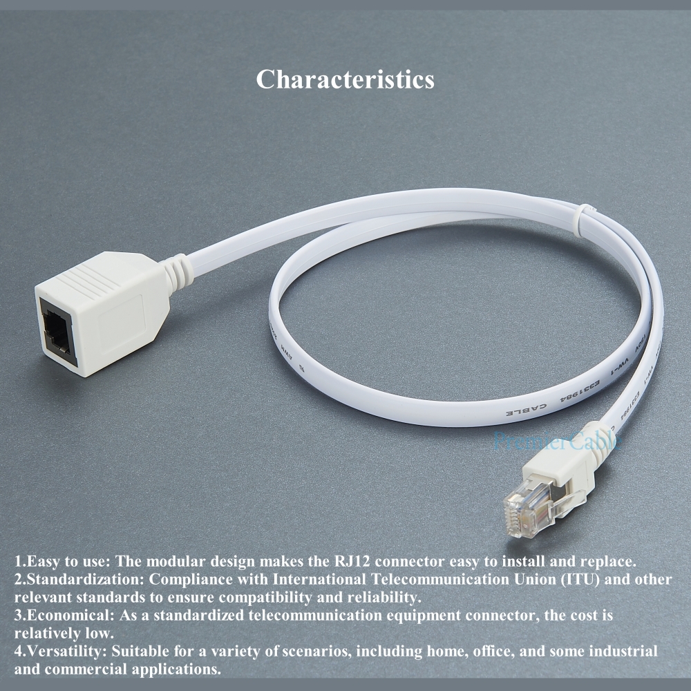 RJ12 6P6C Stecker auf Buchse Verlängerungskabel Stecker (6P6C) auf RJ12 Buchse (6P6C) Flachverlängerungskabel