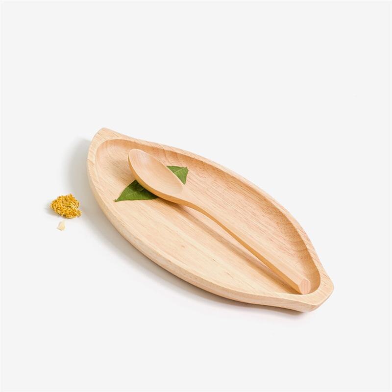 Rubber Wood Sauce Dipping Plates Dishes Japanese Style Leaf Shape Dessert Dishes for Condiment Food