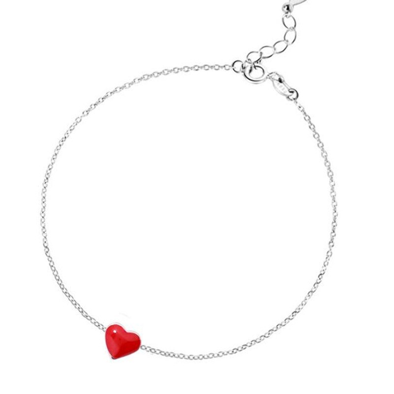 Nouvelle belle 925 bijoux en argent Sterling Bracelets amour coeur rouge Simple personnalité doux Bracelets SB65