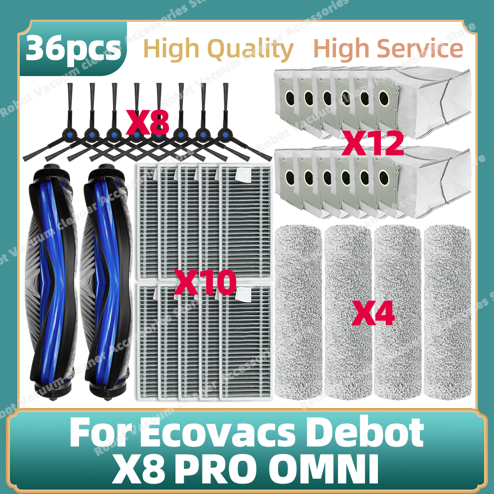 Compatibel Voor Ecovacs Deebot X8 PRO OMNI/DEX56 Accessoires Belangrijkste Zijborstel Mop Doek Stofzak Vervangende Onderdelen: Goud