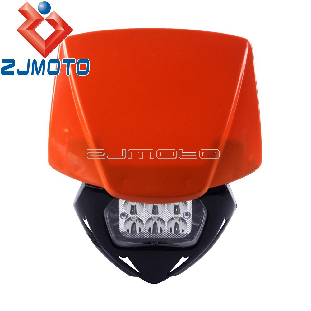 Ensemble universel de phare LED de vélo de saleté pour Yamaha Suzuki YZ YZF WR TT DR RM MX Enduro Supermoto masque de carénage de phare bleu: Orange