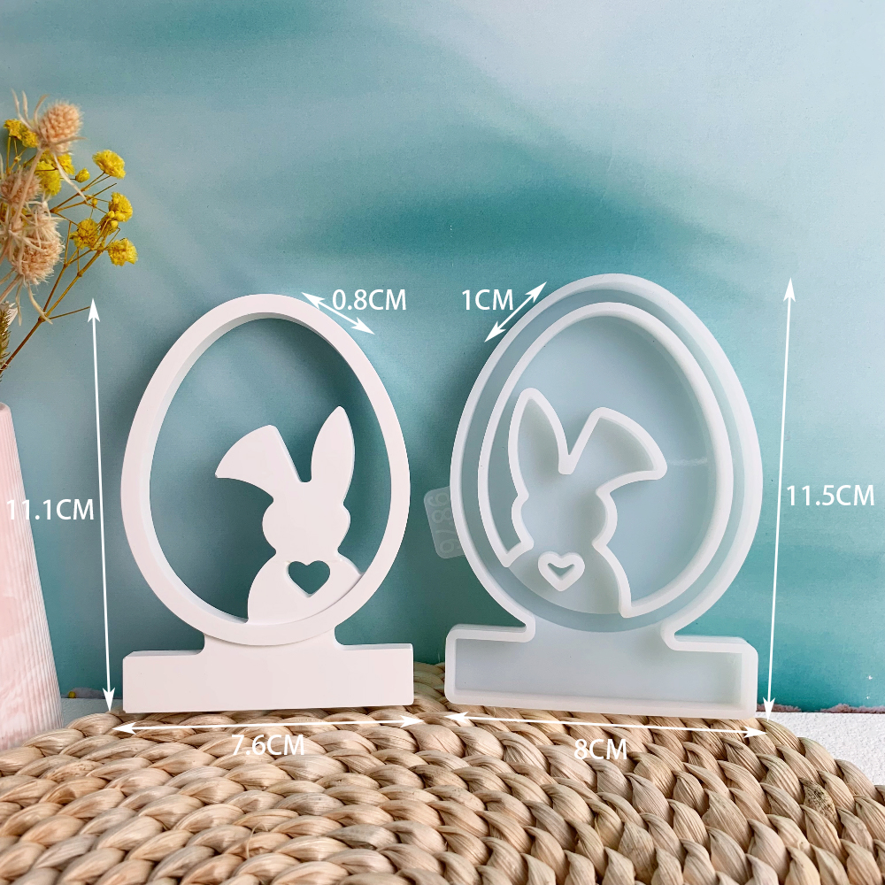 Vela de conejo hueca 3D, adornos decorativos, candelabro, molde de yeso, molde de silicona DIY, de Pascua, decoración del hogar hecha a mano: Amarillo claro