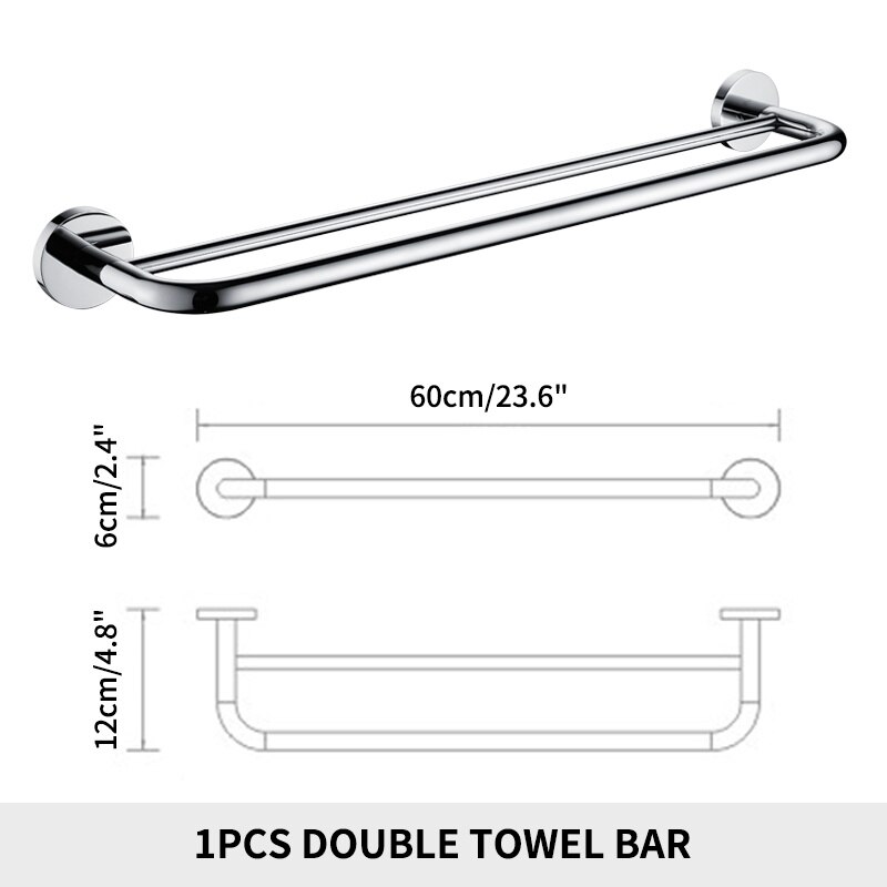 Badkameraccessoires Handdoekenrek Plank Papierhouder Roestvrij staal Toiletborstelhouder Handdoekring Robe Hook Hanger Chroom