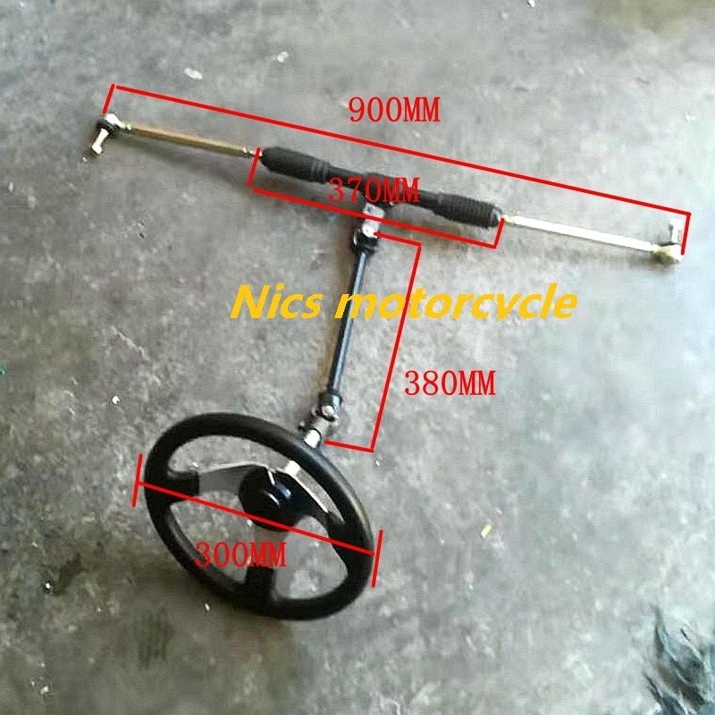 Piezas de dirección Go Kart de 110cc, volante, amarre y eje de dirección, cuatro ruedas, kart DIY