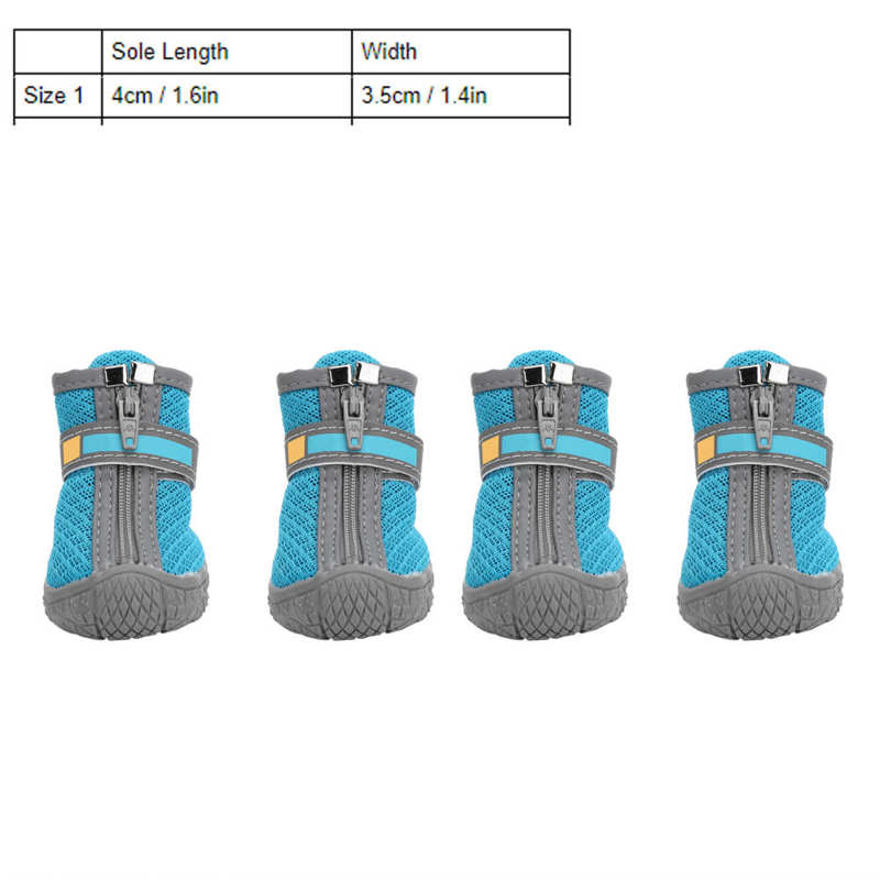 Chaussures imperméables antidérapantes pour animaux de compagnie, bottes de neige, légères, respirantes, pour chien, petit chiot, 4 pièces: Size 1