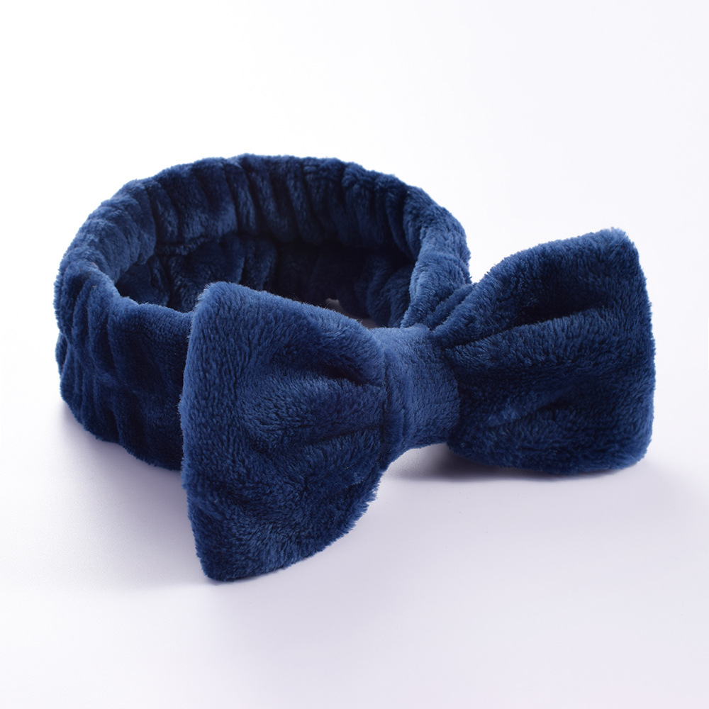 Diademas para el pelo para lavar la cara, diadema con lazo de lana Coral suave y cálida para mujeres y niñas, turbante, accesorios para el cabello de: Azul marino