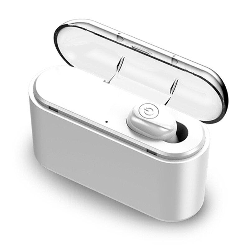 X8 TWS sans fil Bluetooth écouteurs True 5D stéréo écouteurs Mini étanche mains libres sport casque avec 2200mAh batterie externe: White Single