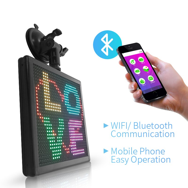 Bluetooth APP Control Car Emoticon Screen 32*32 dots Square LED Car Rear Window Display Digital Funny DIY GIF graffiti led board