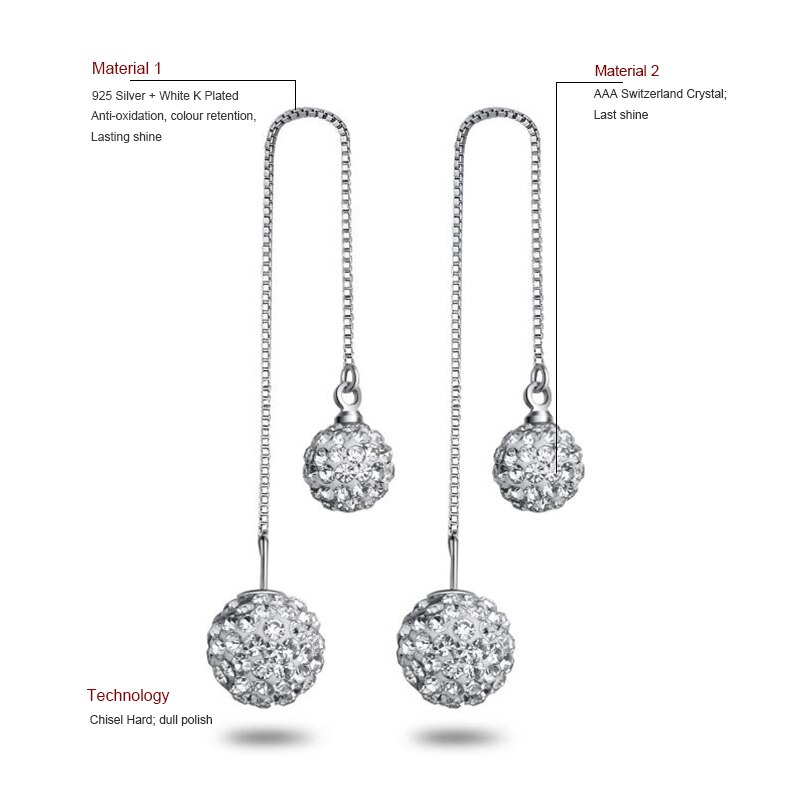 925 argent Sterling Shambhala Double boule longue goutte boucles d'oreilles pour les femmes bijoux d'anniversaire nouvelle offre spéciale 1Y212