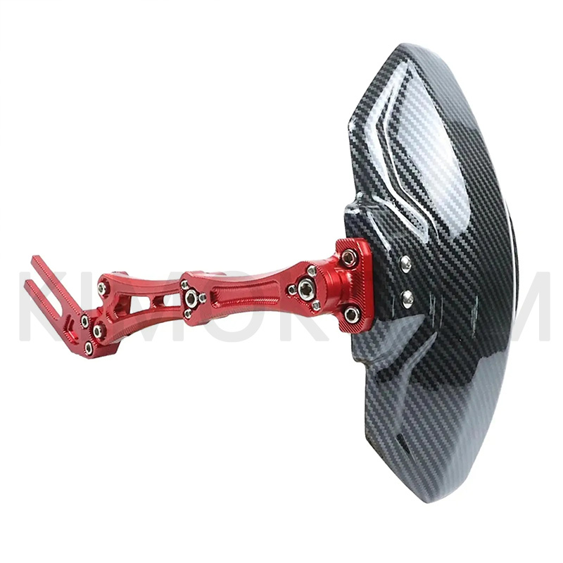 Guardabarros de rueda trasera de aleación de aluminio de fibra de carbono de imitación ajustable para motocicleta y bicicleta accesorios extensores universales: Rojo