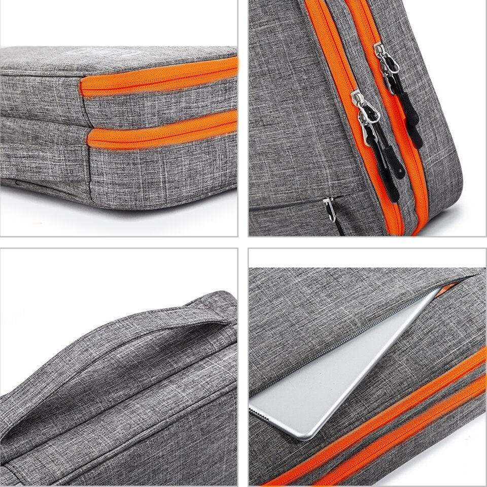 Bolsa de almacenamiento de accesorios electrónicos de doble capa habitación separada y tiras de separación estuche organizador portátil para iPad, discos duros, Cables,