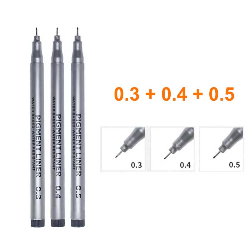 3/5/9 Pcs Painting Needle Pens Art Markers Fast Dry Water Based School Drawing Sketching Journal Writing Stationery Supplies: 0.3 0.4 0.5