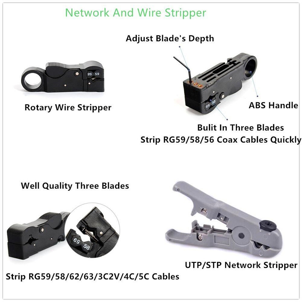 11 pçs/set RJ45 RJ11 RJ12 CAT5 CAT5e Portátil Kit Ferramenta de Reparo de Rede LAN Testador de Cabos Utp E Alicate de Friso Crimper plugue Braçadeira PC