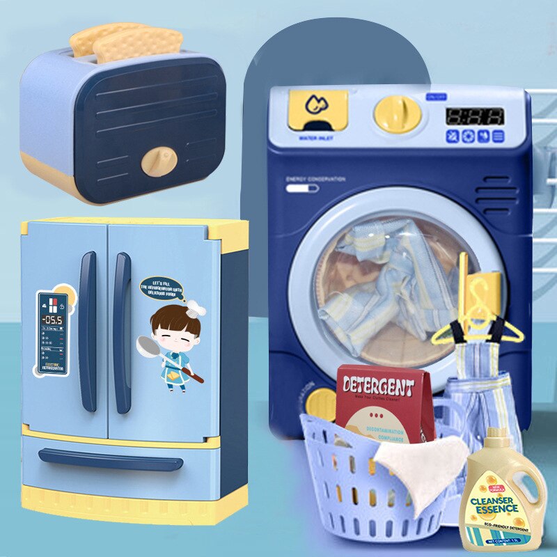 Children's simulation pretend toy kitchen spray refrigerator water dispenser electric washing machine rice cooker toy for kids