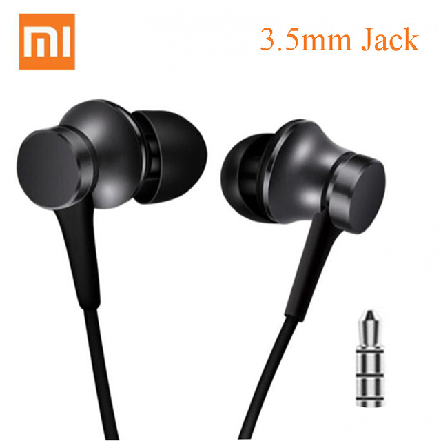 Originele xiaomi mi piston 3 in- oordopjes met 3.5mm- draads bediening en stereo microfoon voor huawei en xiaomi smartphones.: Zwart