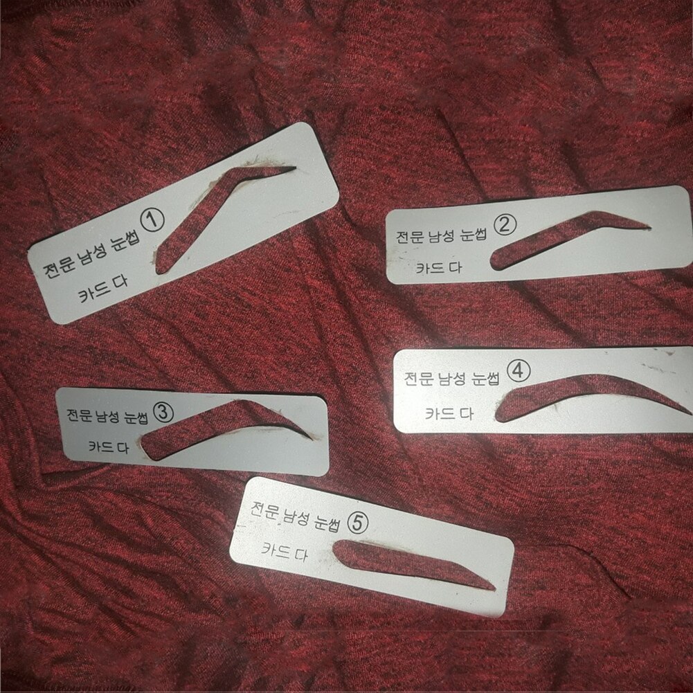 Unisex, 5 uds patrones para cejas plantillas reutilizables, tarjeta de acicalamiento de cejas, herramienta de belleza moldeadora de recorte, maquillaje de ojos portátil