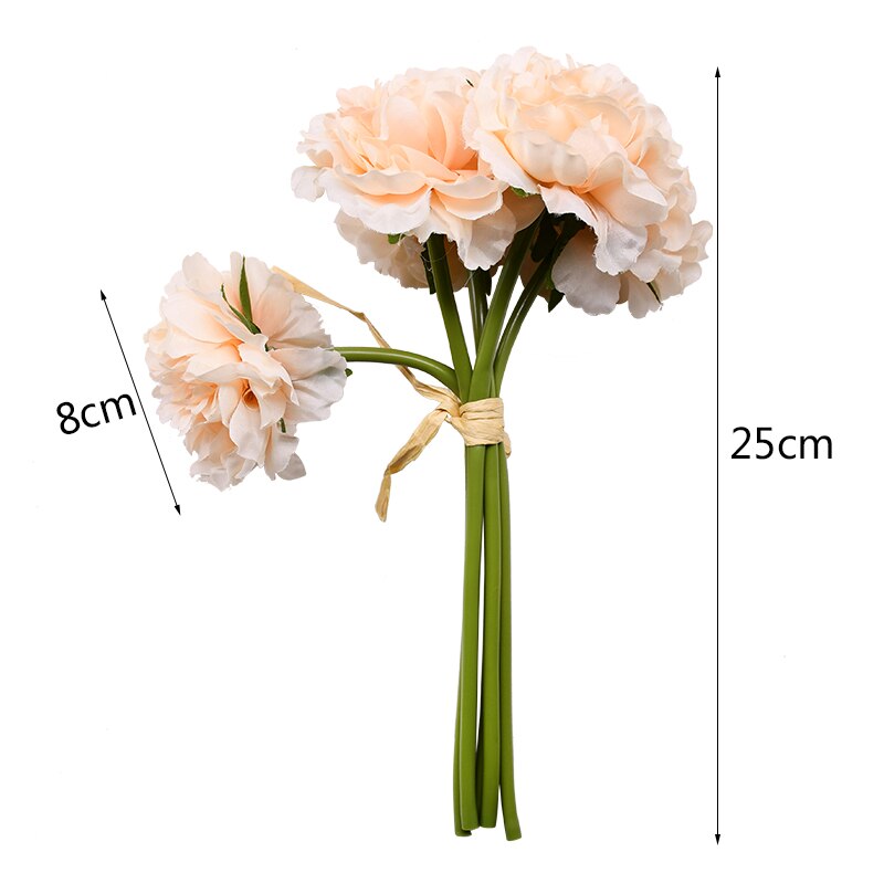 5 hoveder kunstige hortensia blomster silke pæon brudebuket blomsterarrangement til boligindretning bryllupsfest borddekoration