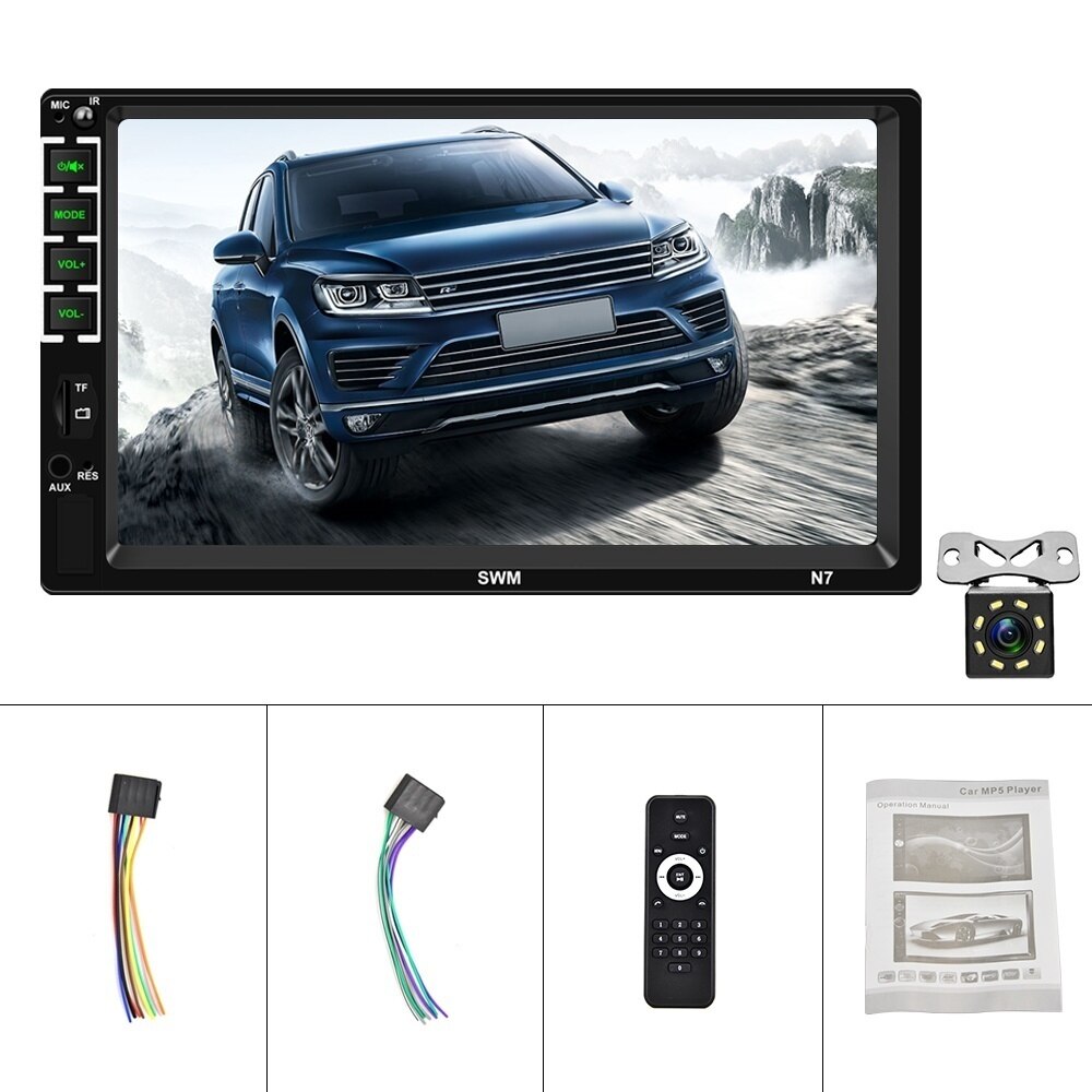 Autoradio 7" Double 2 DIN Head Unit Car Stereo MP5 Player Touch Screen Radio FM/USB/AUX: with 8led cam