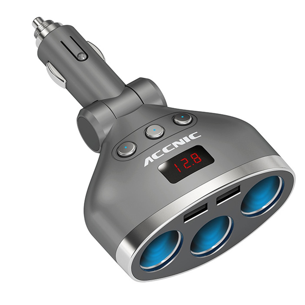 Accnic 3 in universele dubbele usb autolader spanning digitale 1 auto sigarettenaansteker splitter