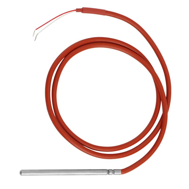 Waterproof PT1000 Temperature Sensor -40-200C Probe DIA 6mm Insert Length 100mm Heat Resistant 2 Wire 1M Silicone Cable