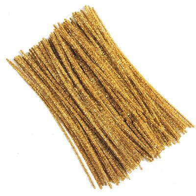 100 stuks kinderknutsels pluche stokjes handgemaakte kunst diy materialen shilly stick speelgoed educatief diy speelgoed voor kinderen: Donker goud