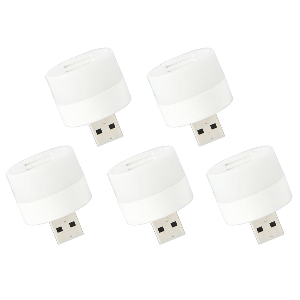 USB Extender Multifunctional Portable Night Light LED Ambient Light Car Decorative Light Emergency Lighting Plug and Play Readin: White 5PCS