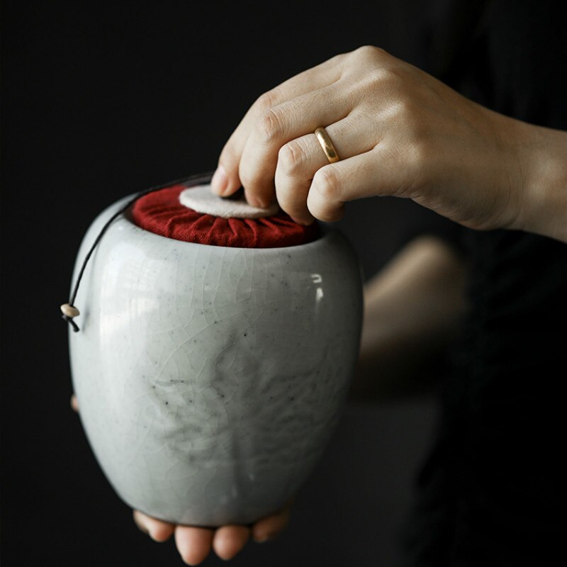 Personalidad creativa barro personas artículos de gres para té Caddy cerámica sellada a prueba de humedad té almacén Retro Pu'er caja de té LB83105