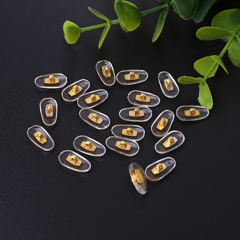 10 paar/partij gouden pvc-brillen antislip aluminium conductor zilveren neuspads 62ke