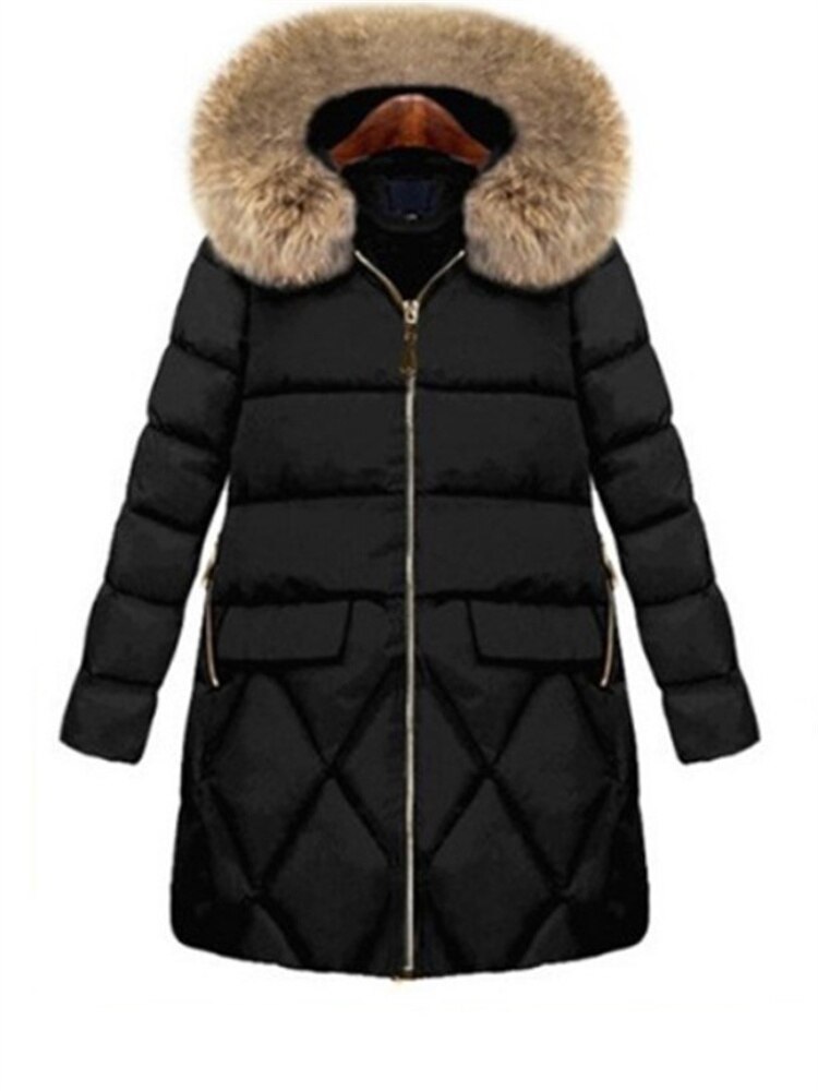 2022 Winter Toevallige Zwarte Katoenen Jassen Vrouwen Temperament Mid-Length Hooded Down Katoenen Jas Dikke Warme Outer Wear Tops vrouwelijke
