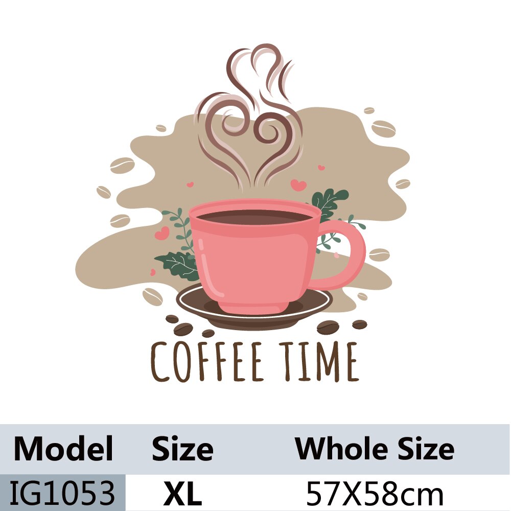 Autocollant Mural Café - Sticker Déco Cuisine, Motif Café Time, PVC Noir, Déco DIY