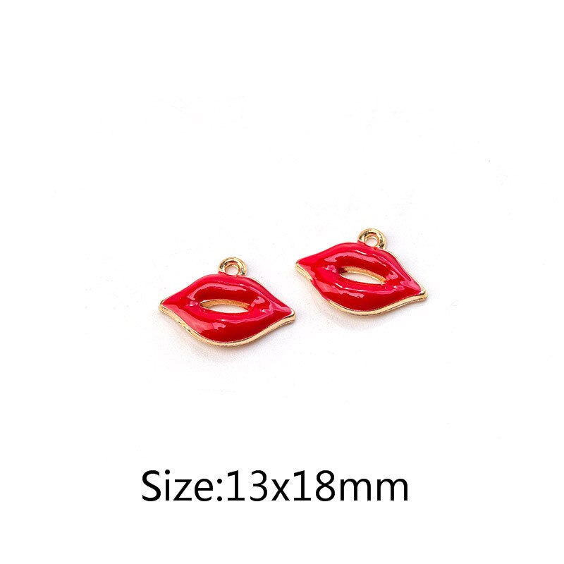 10pcs/lot Mouth Lips Charms Lipstick Floating Enamel Charms Alloy Lip pendant Fit Necklaces Bracelets DIY Jewelry Accessories: pink