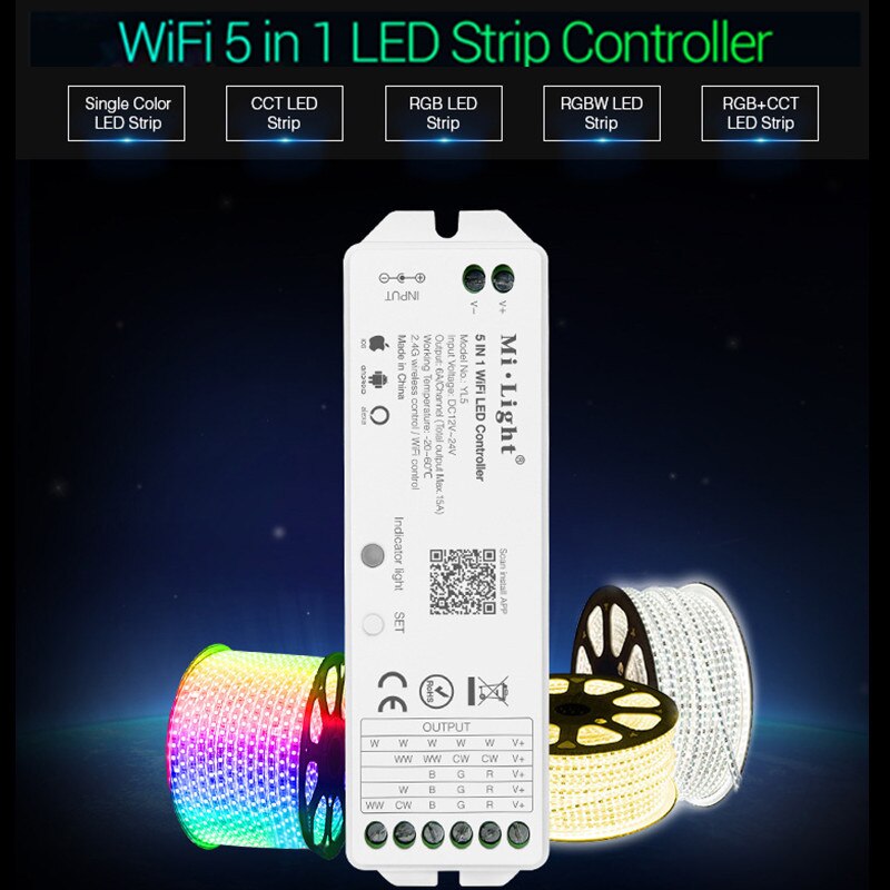 Milight 5 IN 1 WiFi LED Controller WL5 MiBoxer RGB RGBW Mini WiFi LED Streifen Controller YL1S YL2S Smart WiFi controller Für Streifen