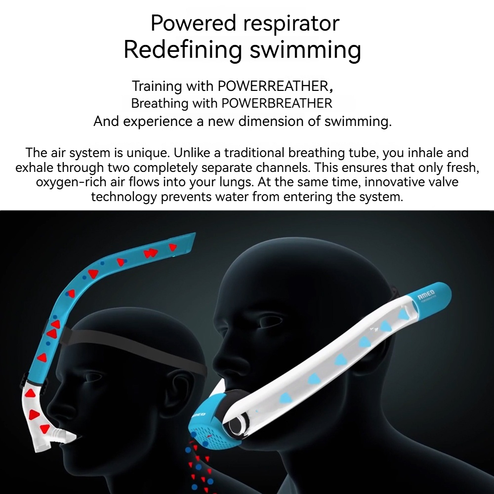 POWERBREATHER Nuova immersione Snorkel in silicone Snorkeling Morso a 2 vie per piscina Spiaggia Immersioni Subacquee Rebreather