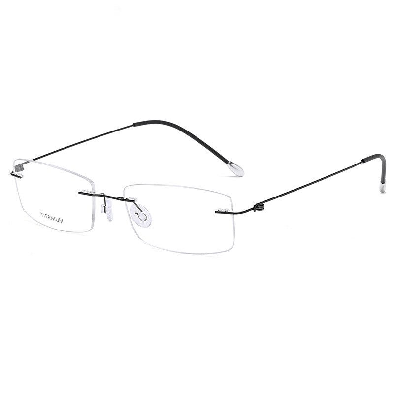 Hand-Made Ultralight Titanium Brilmontuur Mannen Klassieke Rechthoek Randloze Brillen Mannelijke Frameloze Recept Optische Eyewear