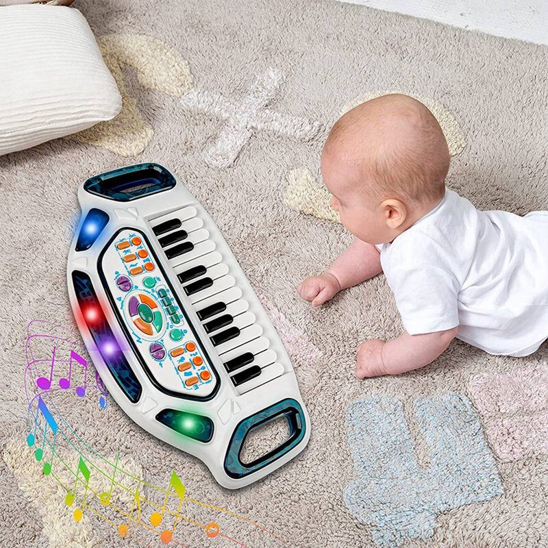Teclado de Piano multifuncional para niños, Piano Electrónico de 24 teclas con luz, puede tocar juguetes musicales para niños y niñas