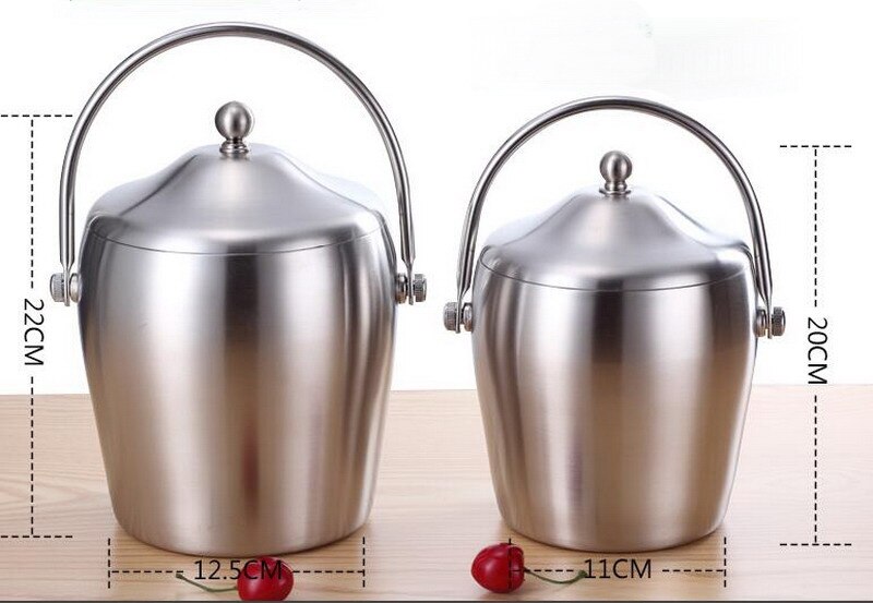 Stainless steel beer ice bucket with lid wine champagne bucket bar KTV Metal Large Ice Bucket