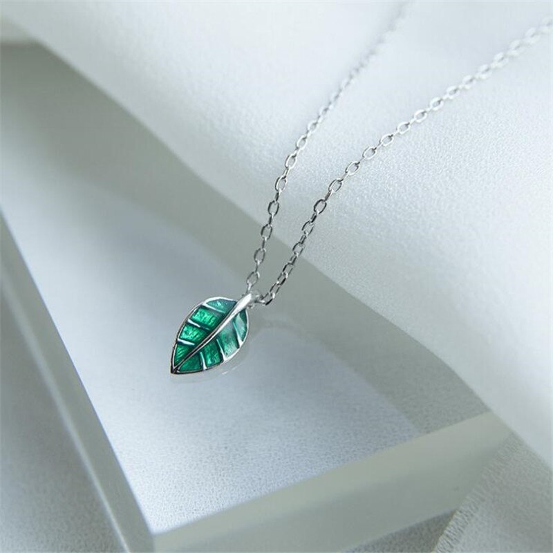 Retaining The lush Years Green Leaf 925 Sterling Silver Jewelry The Niche Tree Clavicle Chain Necklaces H498