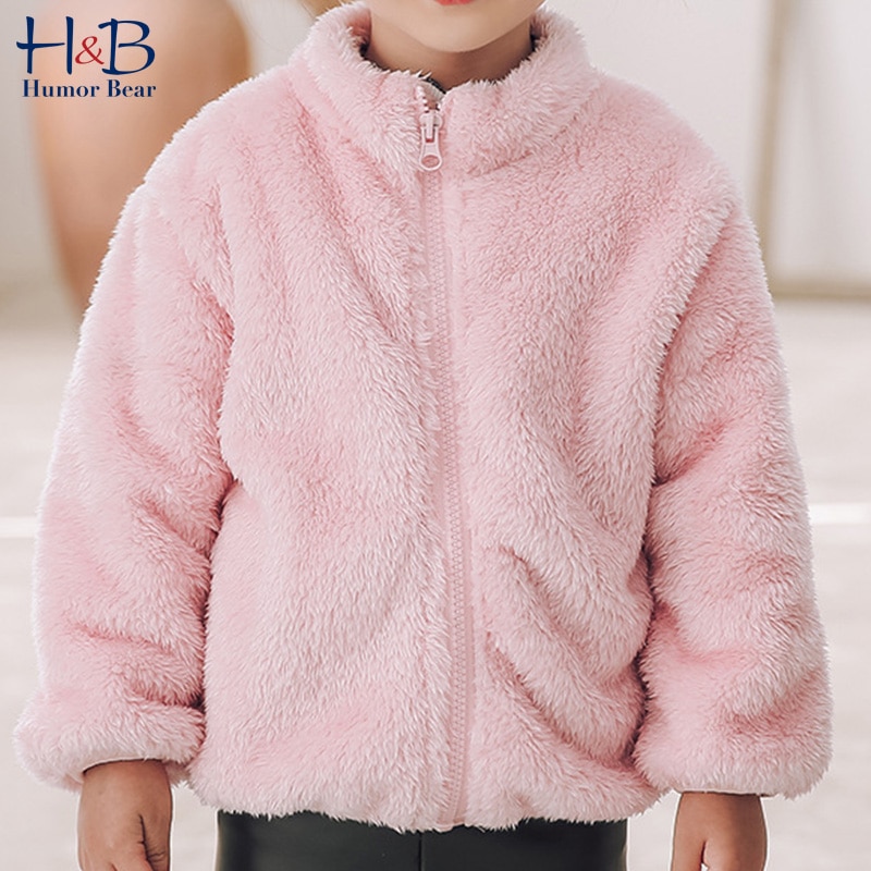 Humor ours enfants veste automne hiver Double face polaire fermeture éclair en peluche enfants fourrure manteau fille bébé velours épais bambin vêtements