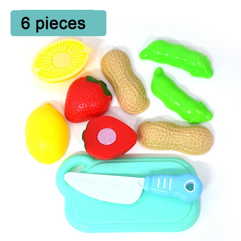 Children Pretend Play juguetes House Toy Cutting Fruit Plastic Vegetables Food Kitchen Baby Classic Educational Toys for Girls: 6Pcs