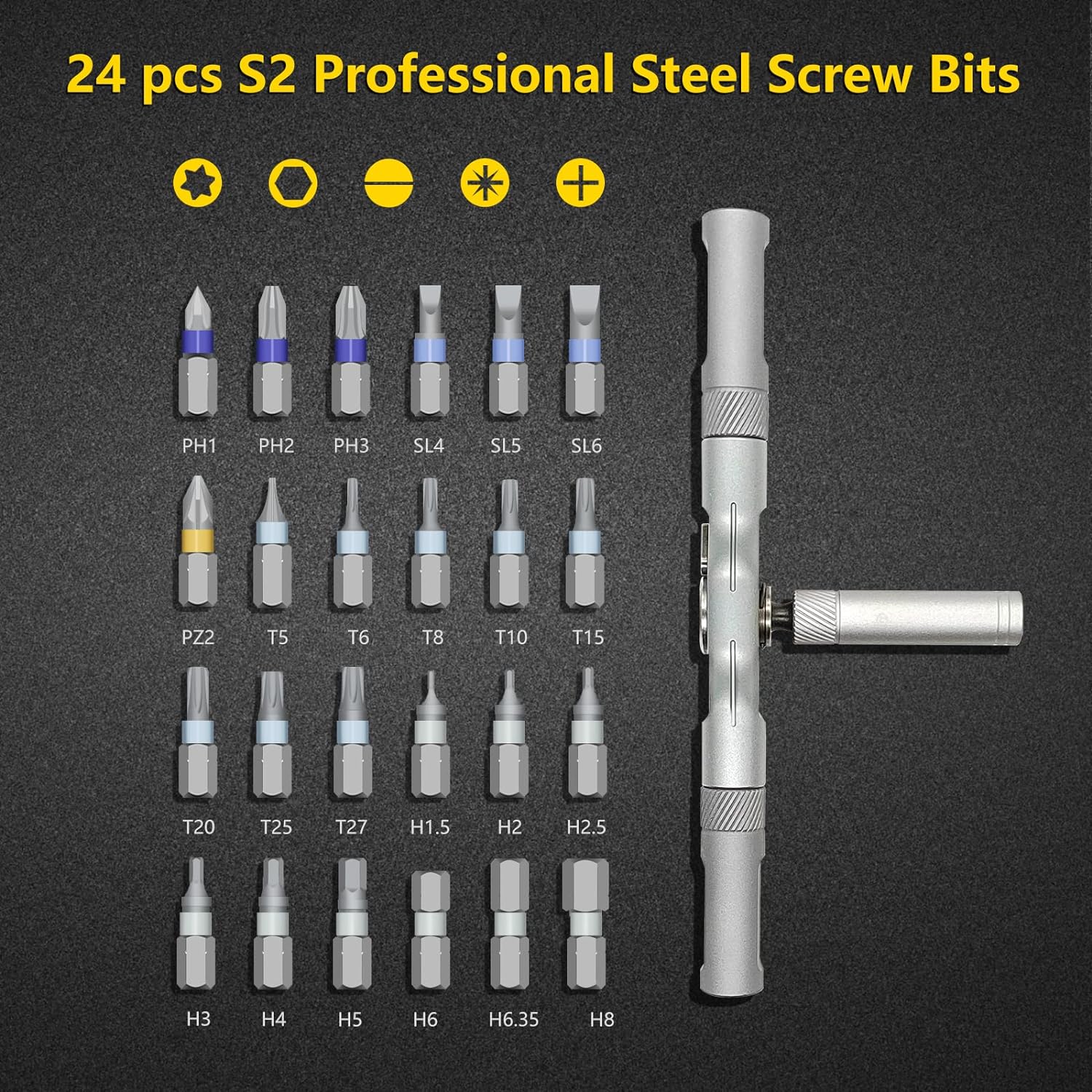 VMAN 24in1 Multifunction Ratchet Screwdriver Set Multi Magnetic Bits Mini Repair Tool Kit Household Tool For PC & Iphone Etc.