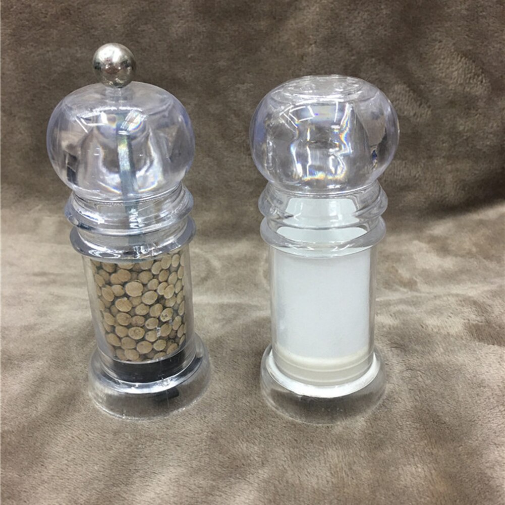 2 stk rustfritt stål mølle glass kropp krydder salt- og pepperkvern kjøkkentilbehør bærbart kokeverktøy
