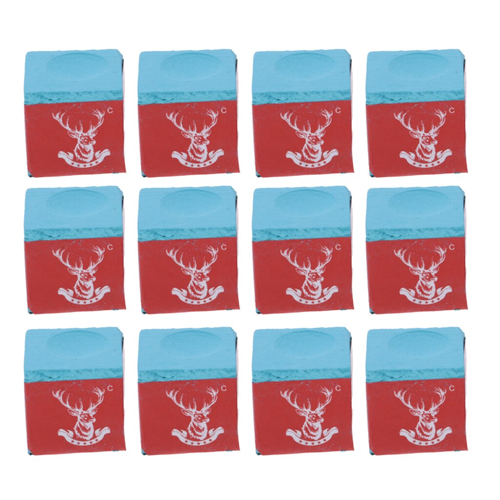 Tiza para billar , 1 caja grande (12 piezas), color azul Premium