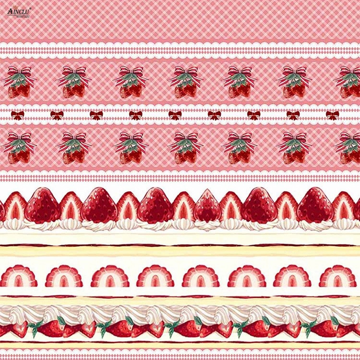Kvinners kjæreste jordbærtrykte lolitaskjørt rosa polyester blondere prinsessefest fersk lolita puffskjørt