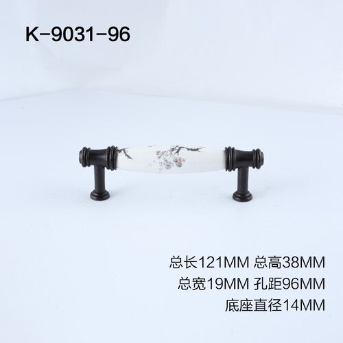 Poignée encastrée en plastique pour amélioration de l'habitat, modèle chinois de meubles Vintage en marbre noir et blanc: K-9031-96