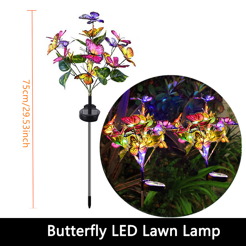 Lámpara LED Solar para césped para exteriores, luces artificiales de mariposa y girasol para jardín, decoración de ambiente para de boda y acampada: Luna Azul