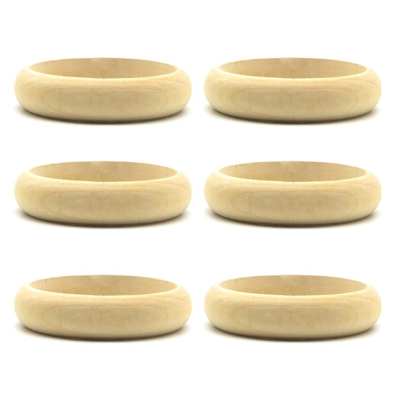 Pulsera de madera en blanco sin terminar, anillo de madera Natural redondo, Círculo de madera para fabricación de joyas manualidades DIY, 6 uds.: 20mm