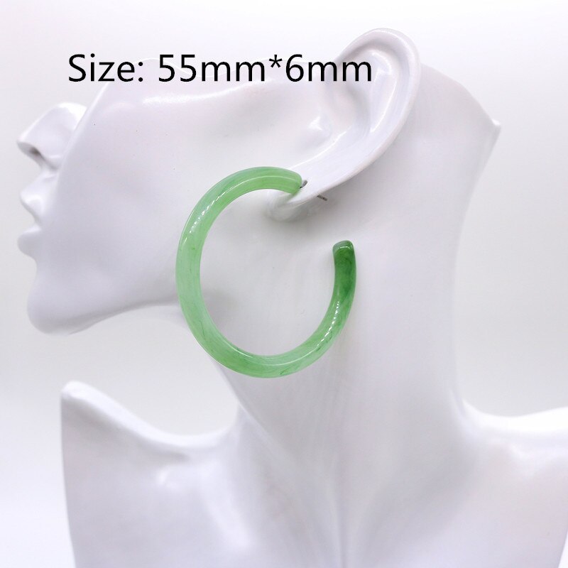 UJBOX Classic Korean Acrylic Hoop Earrings Women Pink Brown Green Clear Geometric Half Circle Earrings Jewelry