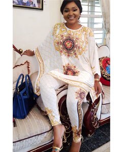 2 Piece Set Africa Clothes African Dashiki Dashiki Suit (Top And Trousers) Super Elastic Party Plus Size For Lady: whtie / L