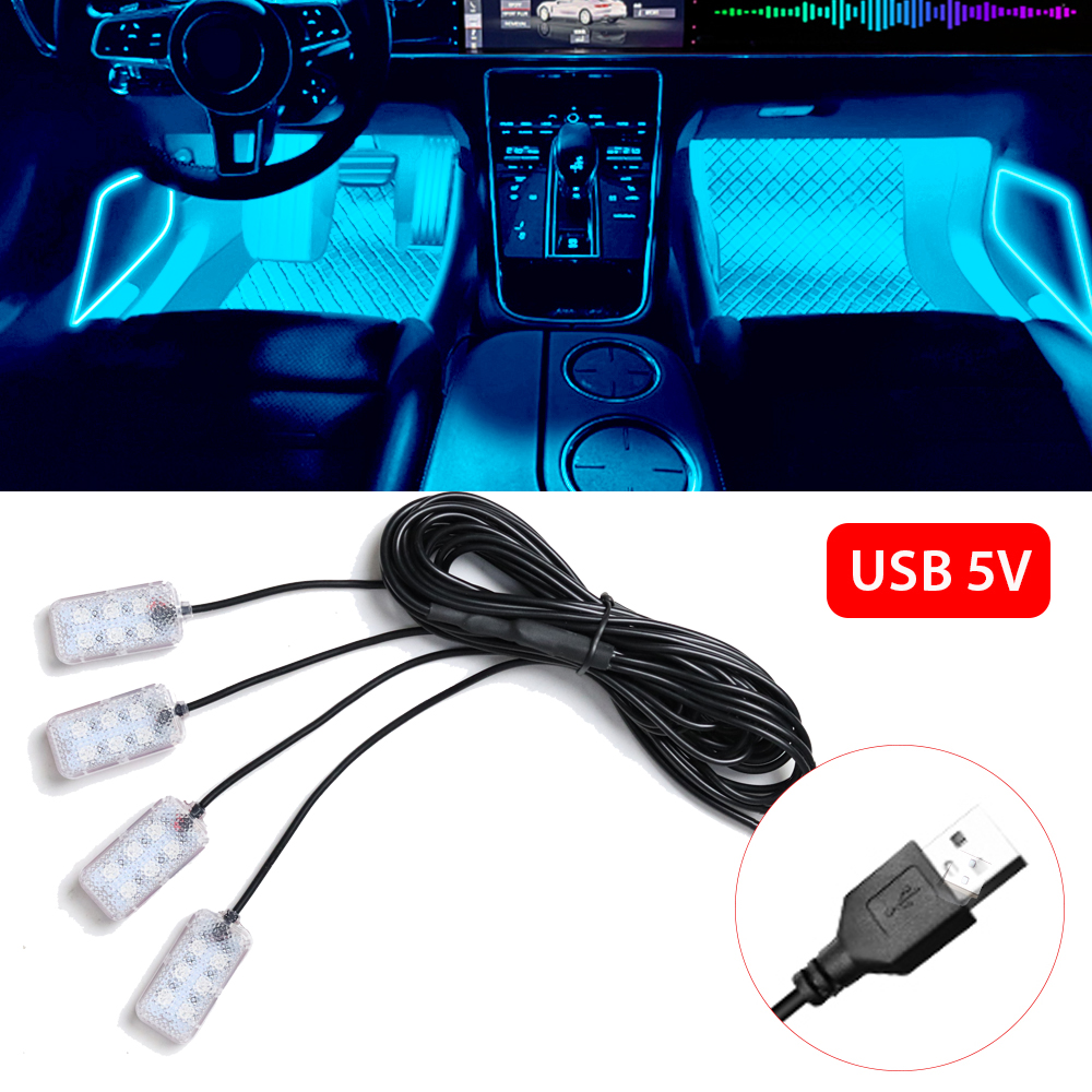 Foot Light Car Accessories ﻿LED Car Interior Ambient Foot Light with USB Atmosphere Decorative Lamps: WHITE