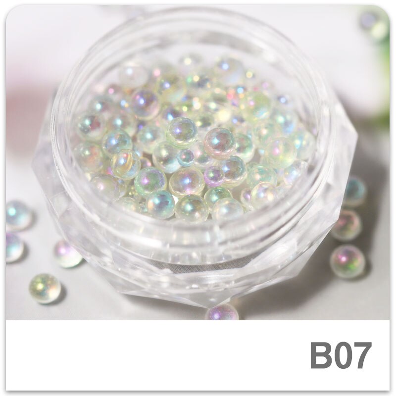 1 æske bittesmå ab krystal rhinestones til negle skinnende kaviar perler mikro glaskugler mix størrelse charme perler holo nail art dekorationer: B07
